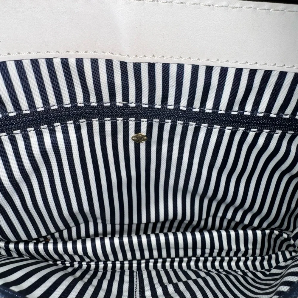 Kate Spade Post Street Madison Clutch Navy White Striped Nautical‎ Gold Chain